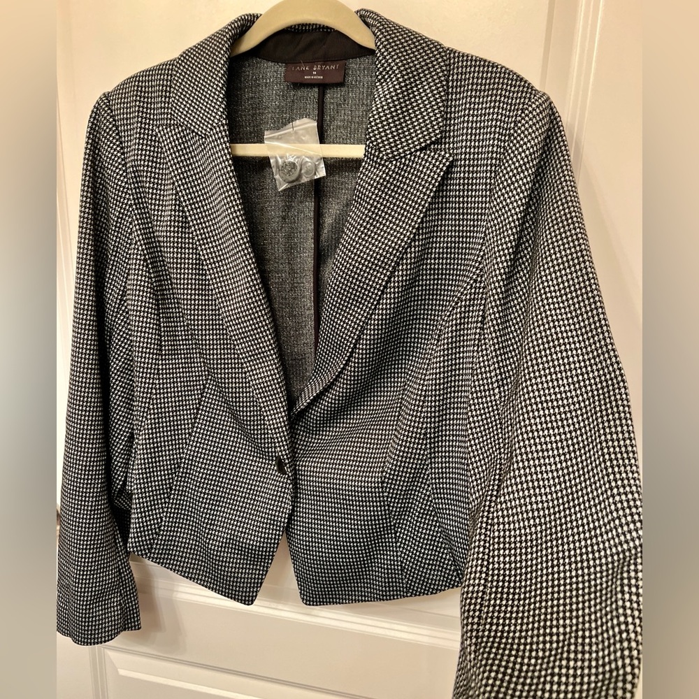 Lane Bryant Gray Houndstooth Blazer